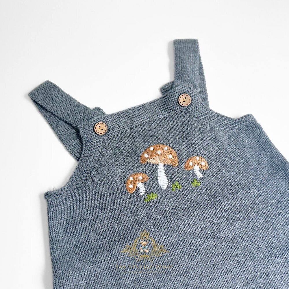 NWT Cute Unisex Embroidered Knit One-piece Romper Bohemian Baby Mushroom 6-9M - Picture 2 of 2